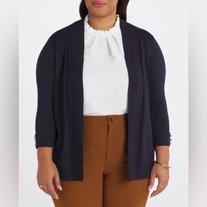 NWT Lety & Me Pink Beckett Wide Rib Button Detail Cardigan Navy Large